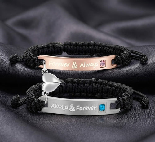 Magnetic Heart Charm Couple Bracelets with Rose Gift Box